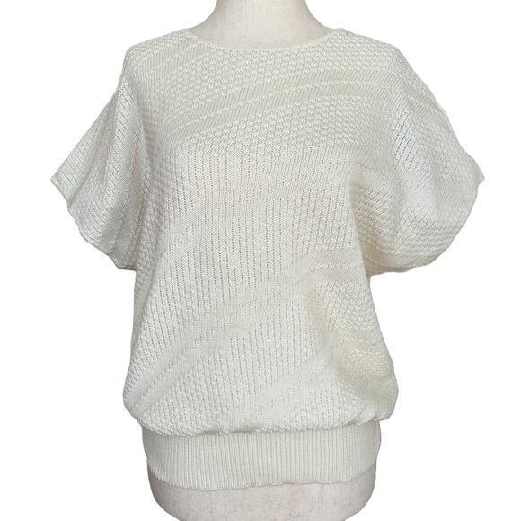 Leslie Fay Sweaters - Vintage 1980s Leslie Fay Sweater | Made in USA Textured Knit Batwing Pullover